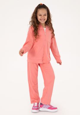 Kız Çocuk Neon Pembe Fermuarlı Örme Hırka - 50317869010