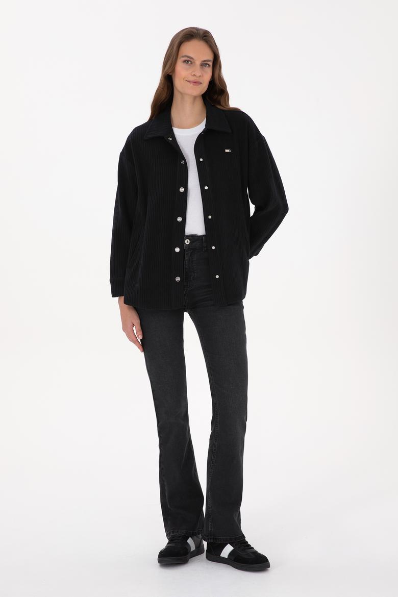 Kadın Siyah Örme Gömlek - 50314179009