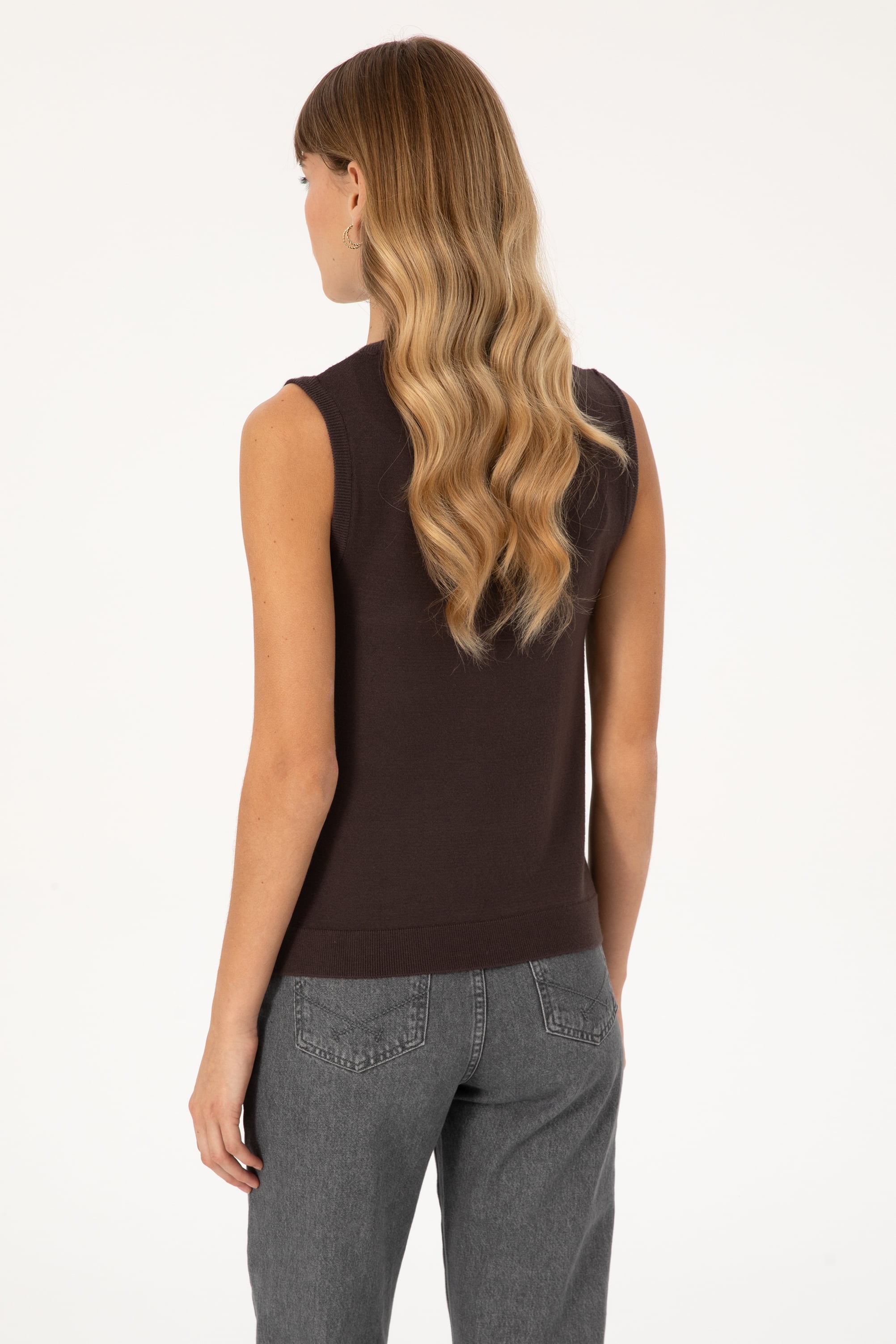 Kadın Koyu Kahverengi Kazak - 50314625031