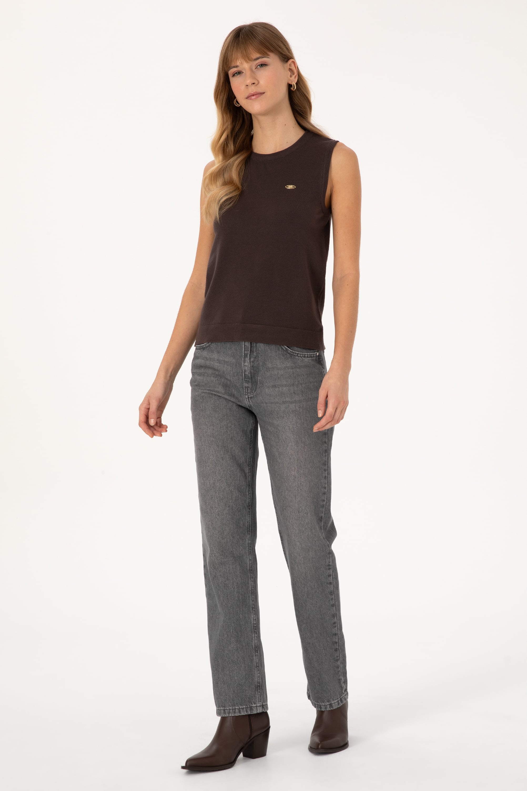 Kadın Koyu Kahverengi Kazak - 50314625031