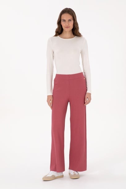 Kadın Pembe Triko Loose Fit Pantolon