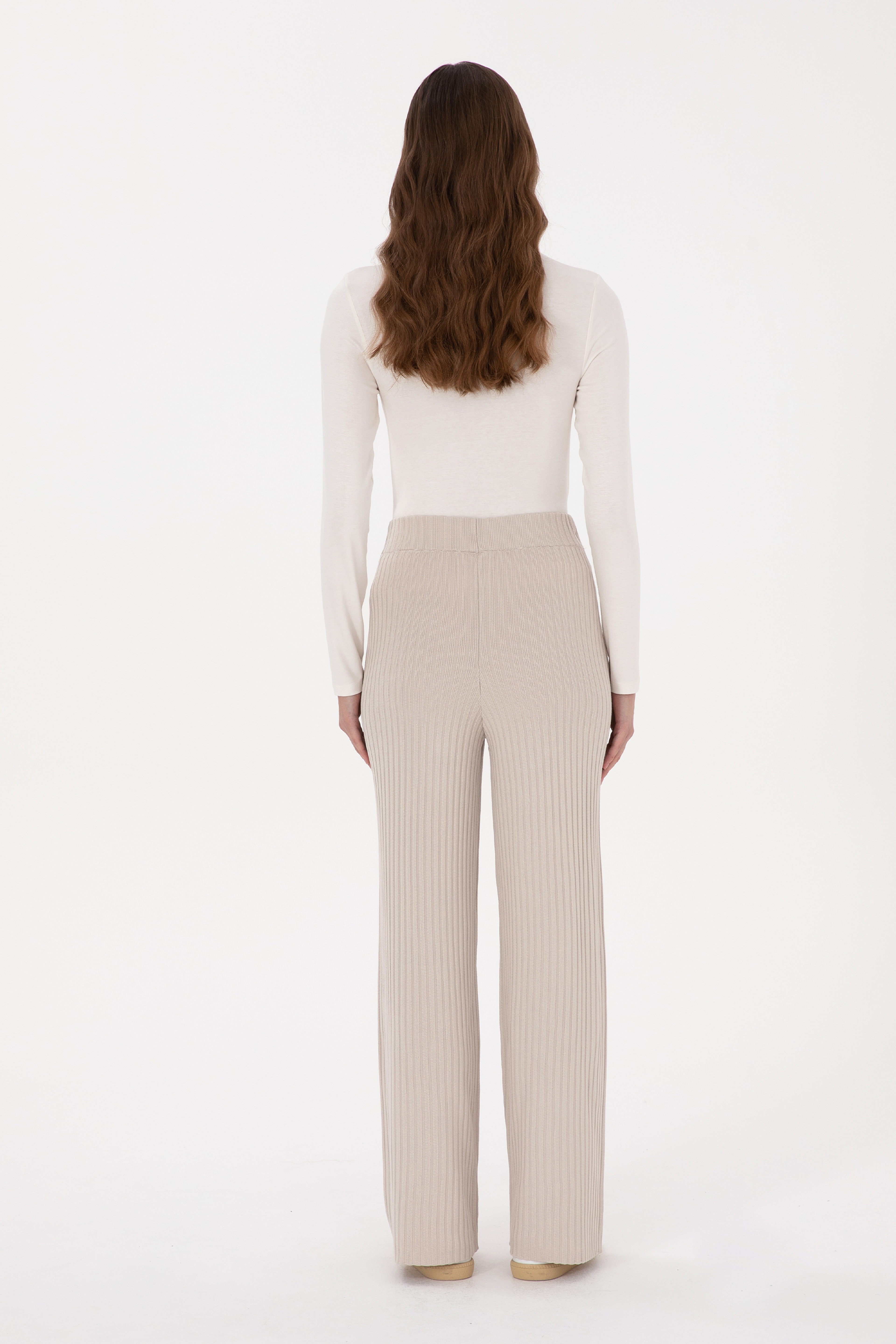 Kadın Taş Loose Fit Triko Pantolon - Image 4