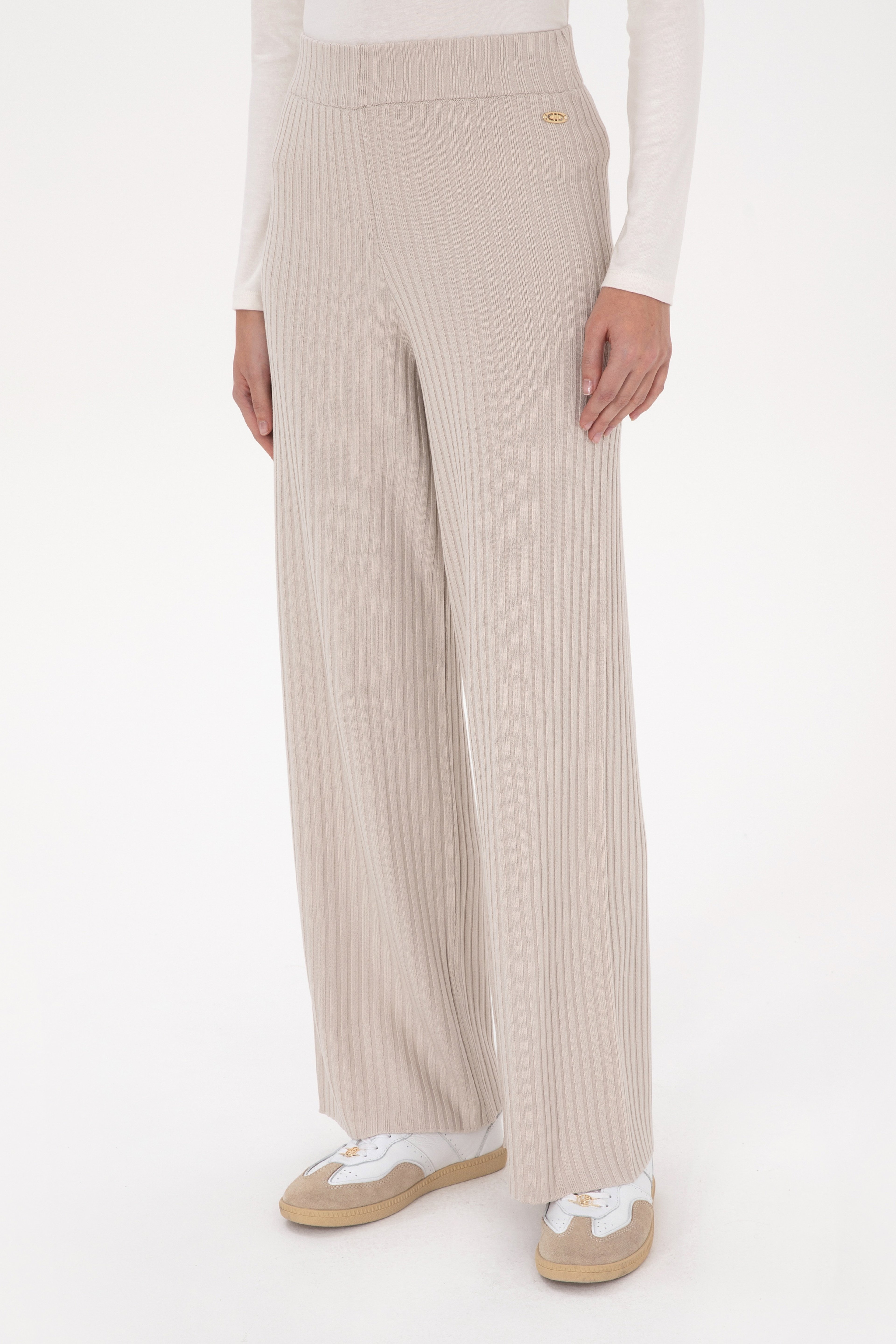 Kadın Taş Loose Fit Triko Pantolon - Image 2