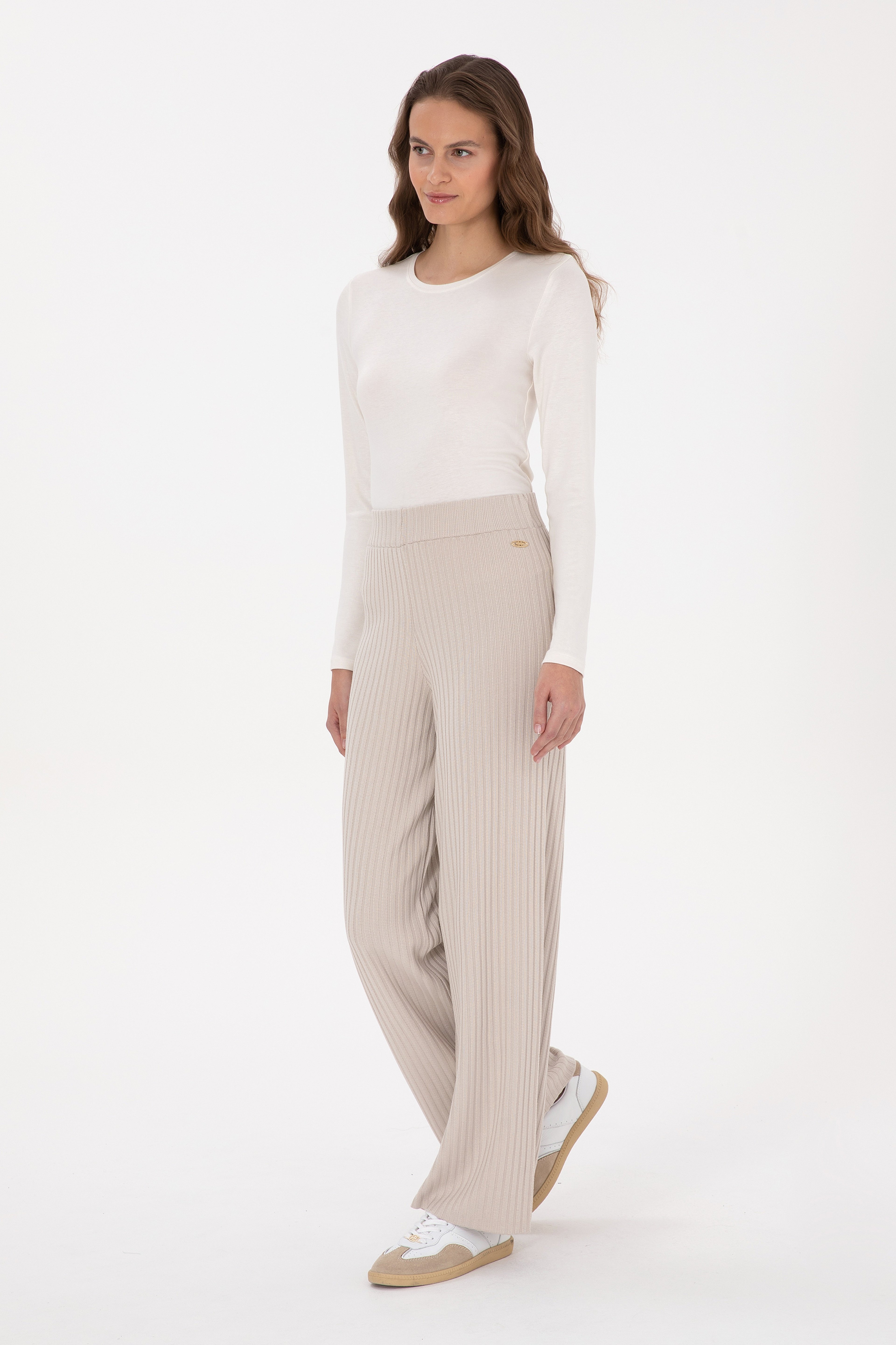 Kadın Taş Loose Fit Triko Pantolon - Image 1
