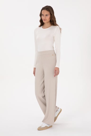 Kadın Taş Loose Fit Triko Pantolon
