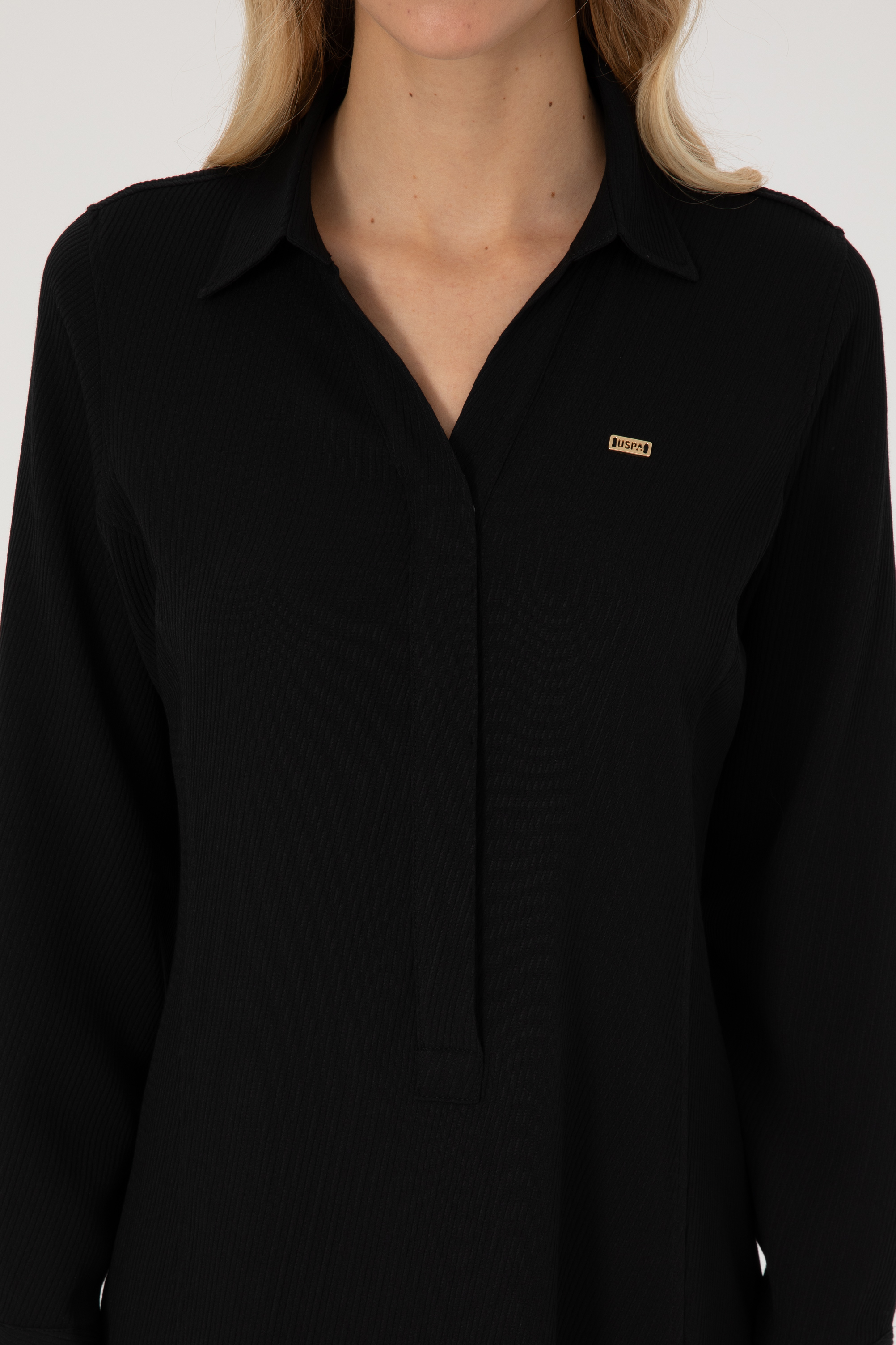 لباس مجلسی زنانه مشکی کوتاه بافته شده رگولار زنانه یو اس پولو | U.S. Polo Assn. - تصویر 5