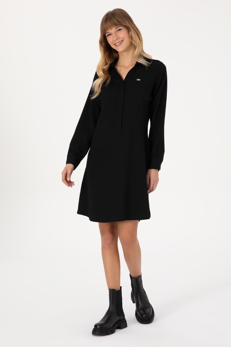 Kadın Siyah Dokuma Elbise - 50316609006