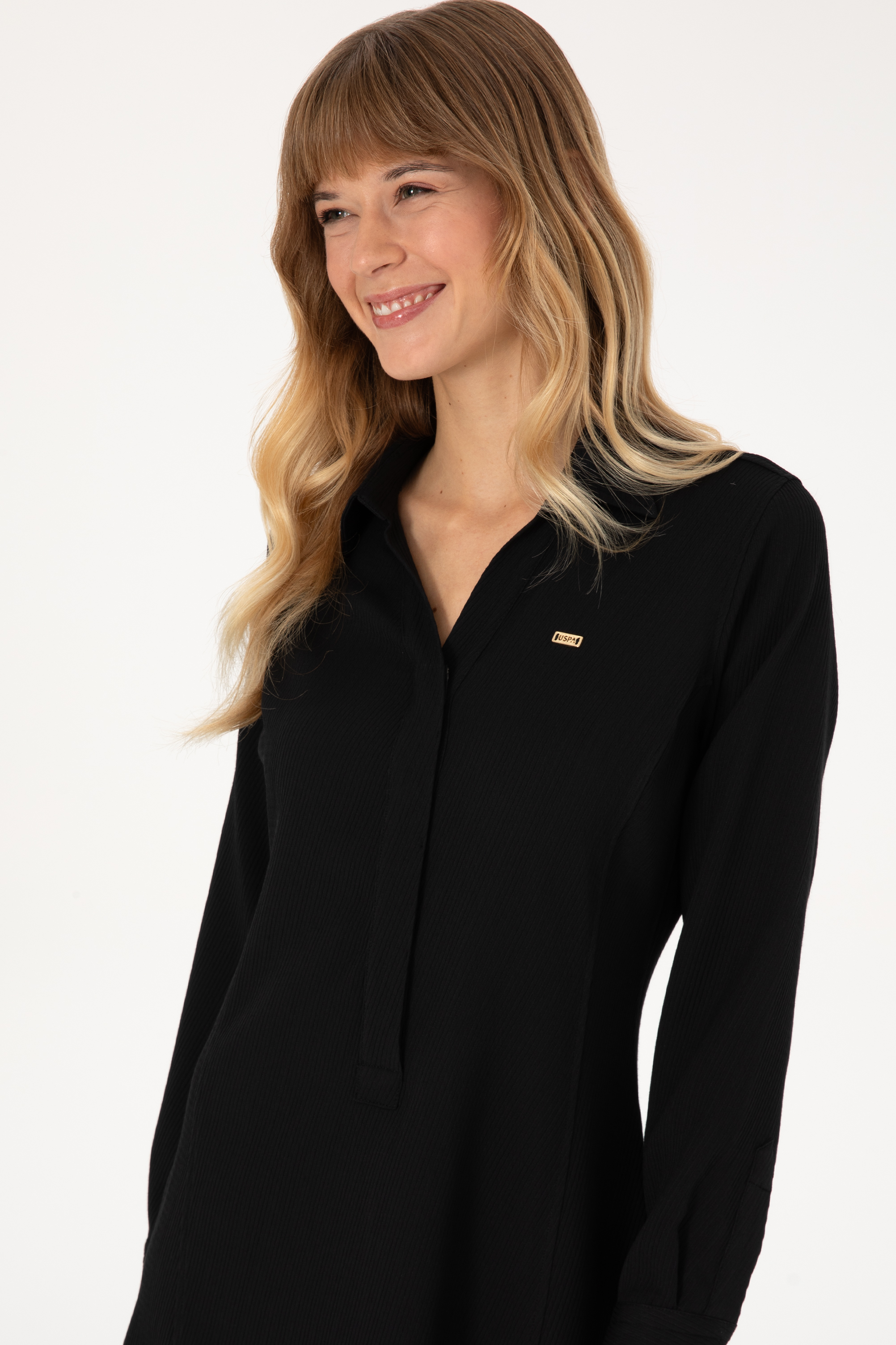 لباس مجلسی زنانه مشکی کوتاه بافته شده رگولار زنانه یو اس پولو | U.S. Polo Assn. - تصویر 2