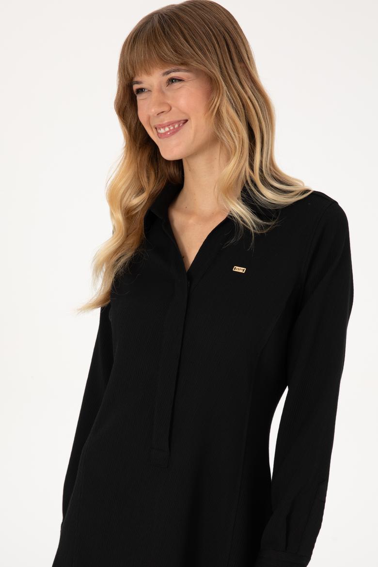 Kadın Siyah Dokuma Elbise - 50316609006