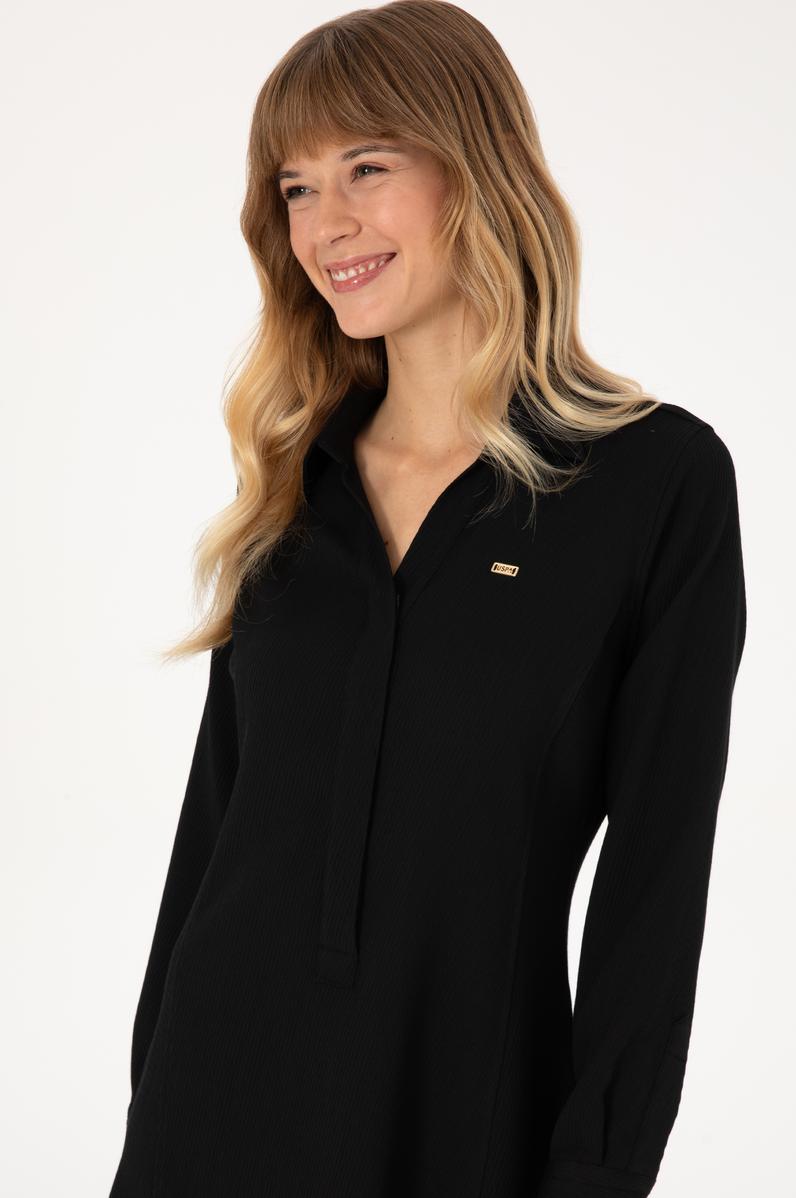 Kadın Siyah Dokuma Elbise