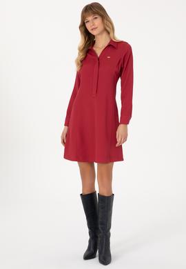 Kadın Koyu Frambuaz Dokuma Elbise - 50316609012