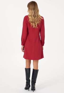 Kadın Koyu Frambuaz Dokuma Elbise - 50316609012