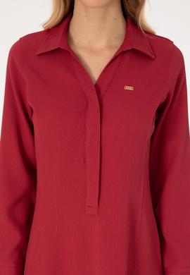 Kadın Koyu Frambuaz Dokuma Elbise - 50316609012