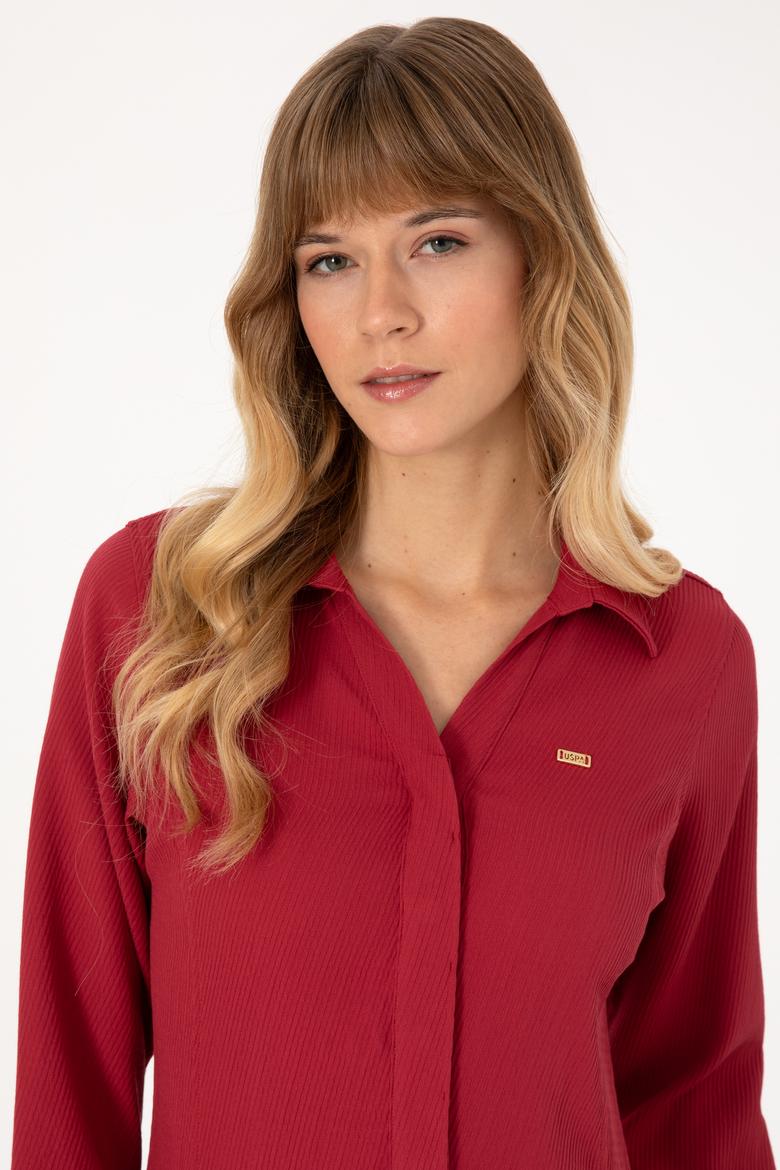 Kadın Koyu Frambuaz Dokuma Elbise - 50316609012