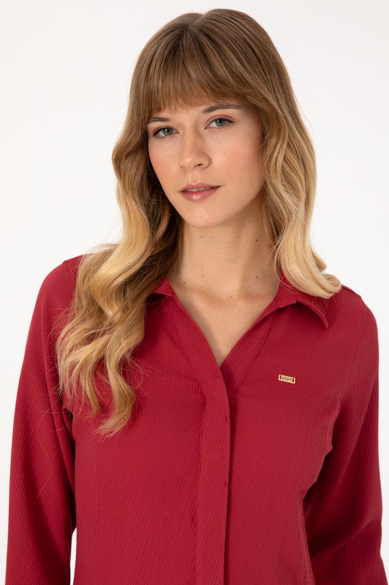 Kadın Koyu Frambuaz Dokuma Elbise