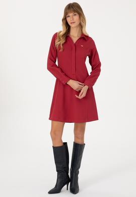 Kadın Koyu Frambuaz Dokuma Elbise - 50316609012