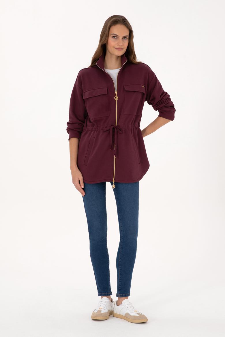 Kadın Bordo Örme Hırka - 50318035009