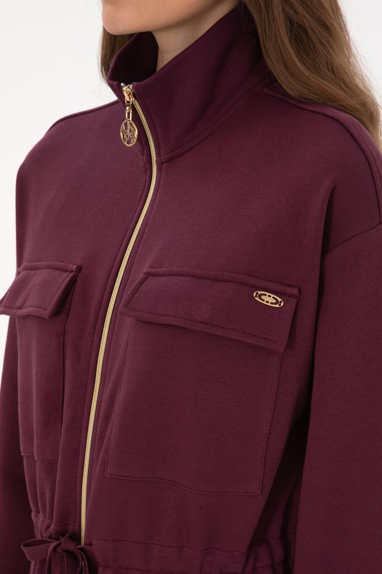 Kadın Bordo Örme Hırka - 50318035009