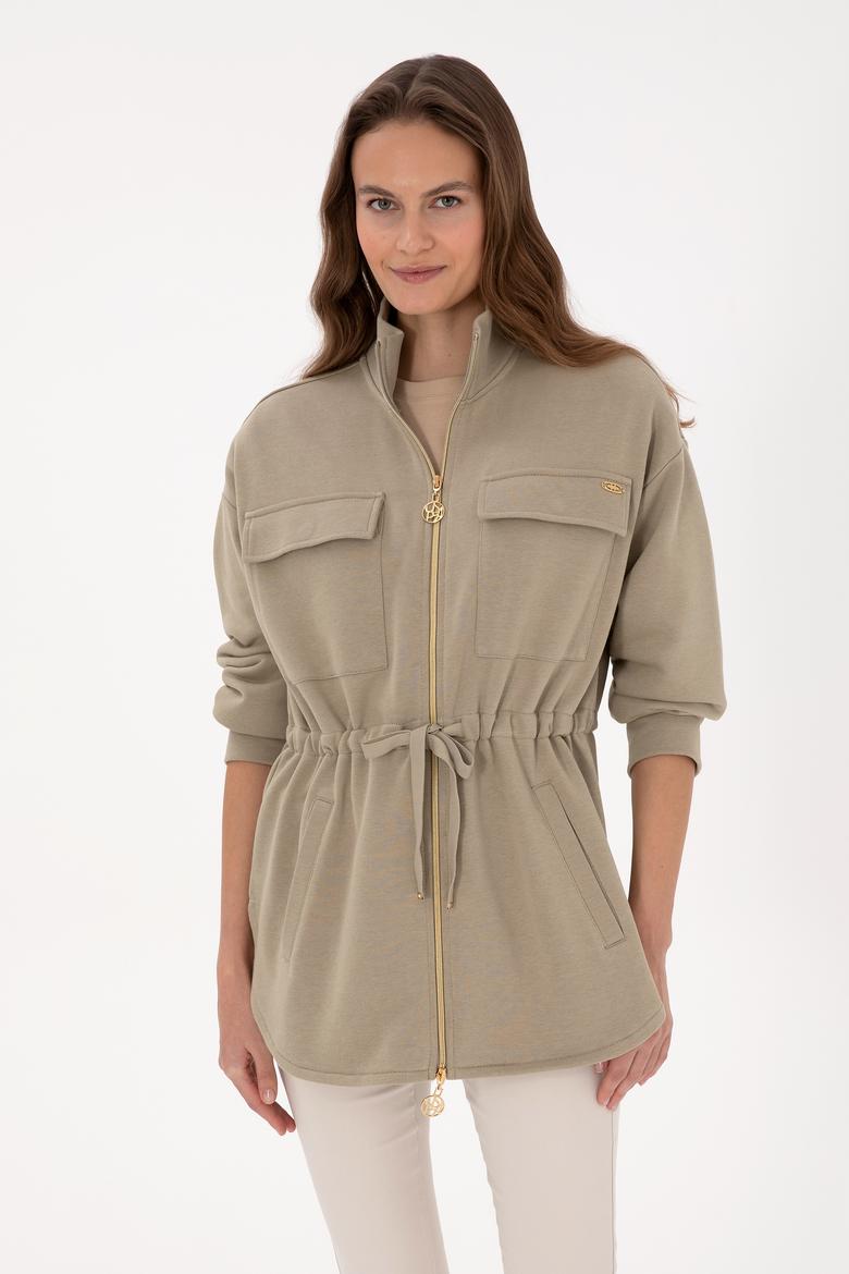 Kadın Açık Haki Örme Hırka - 50318035017