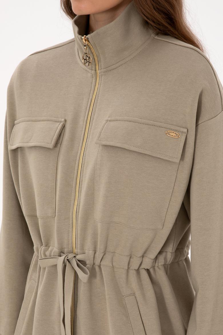 Kadın Açık Haki Örme Hırka - 50318035017