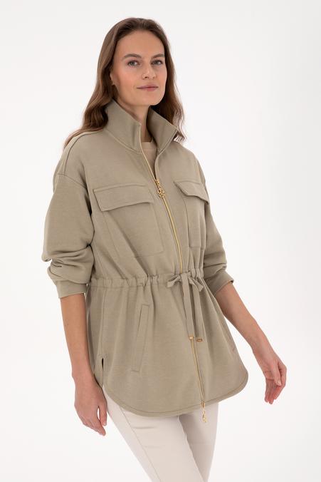 Kadın Açık Haki Örme Hırka