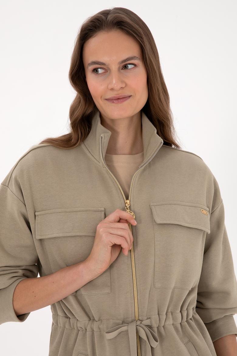 Kadın Açık Haki Örme Hırka - 50318035017