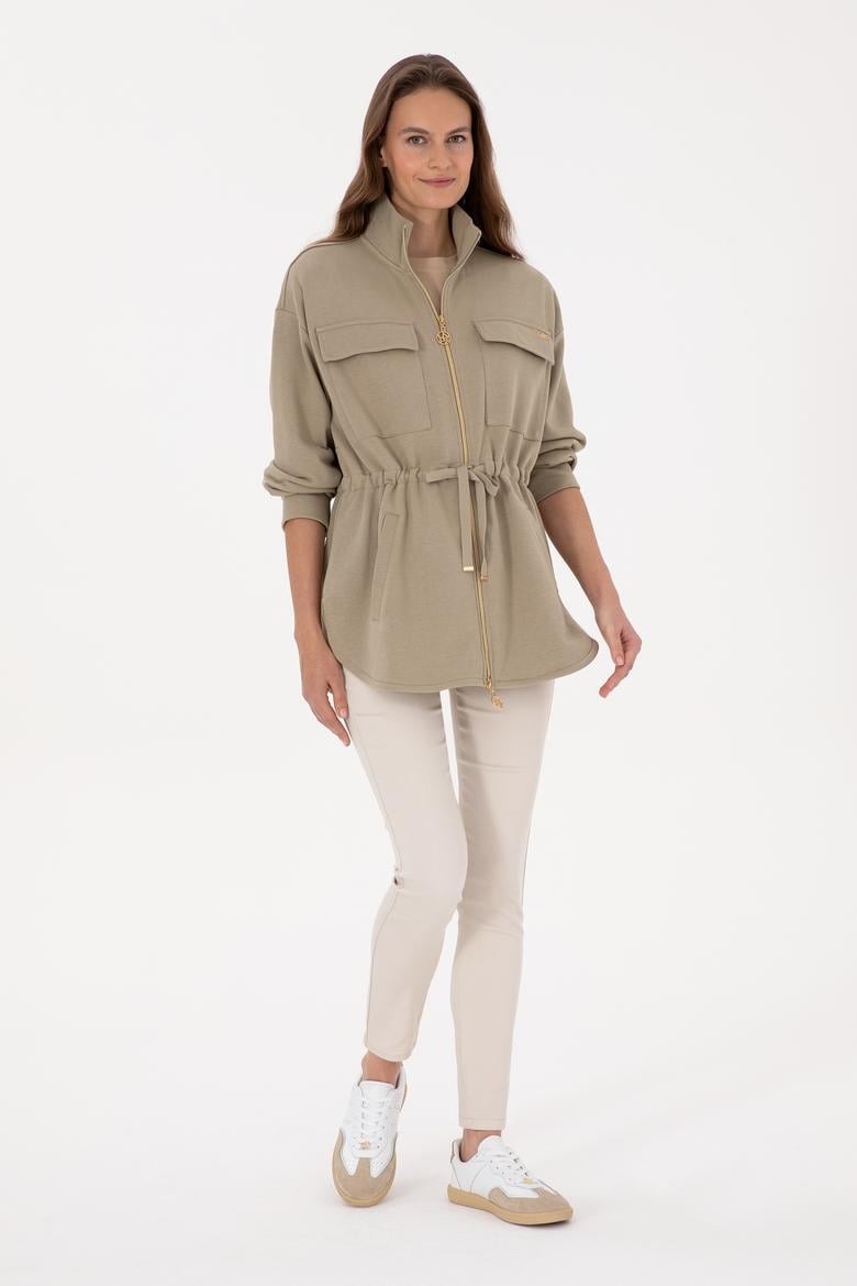 Kadın Açık Haki Örme Hırka - 50318035017