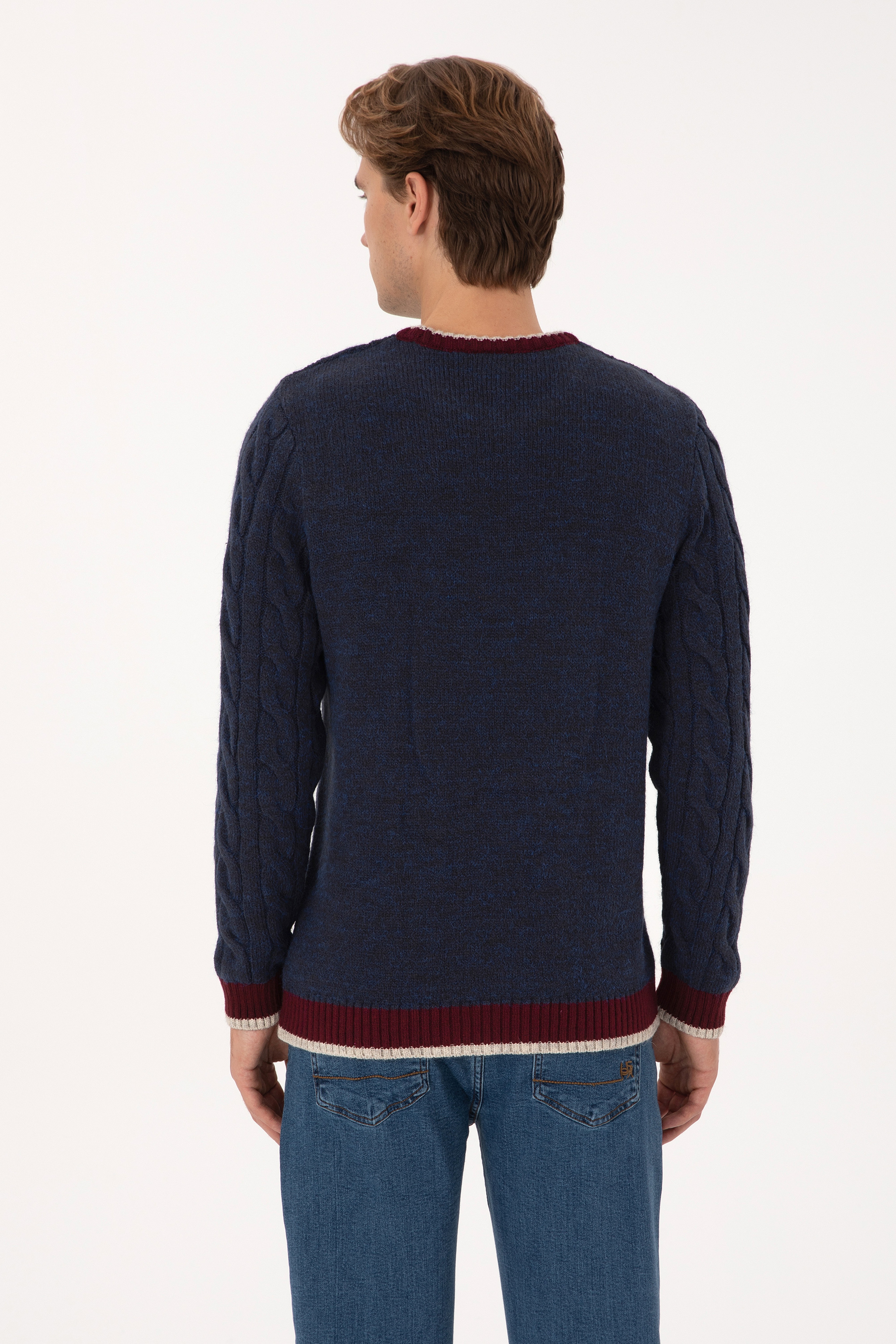 Erkek Lacivert Regular Fit Bisiklet Yaka Kazak - Image 5
