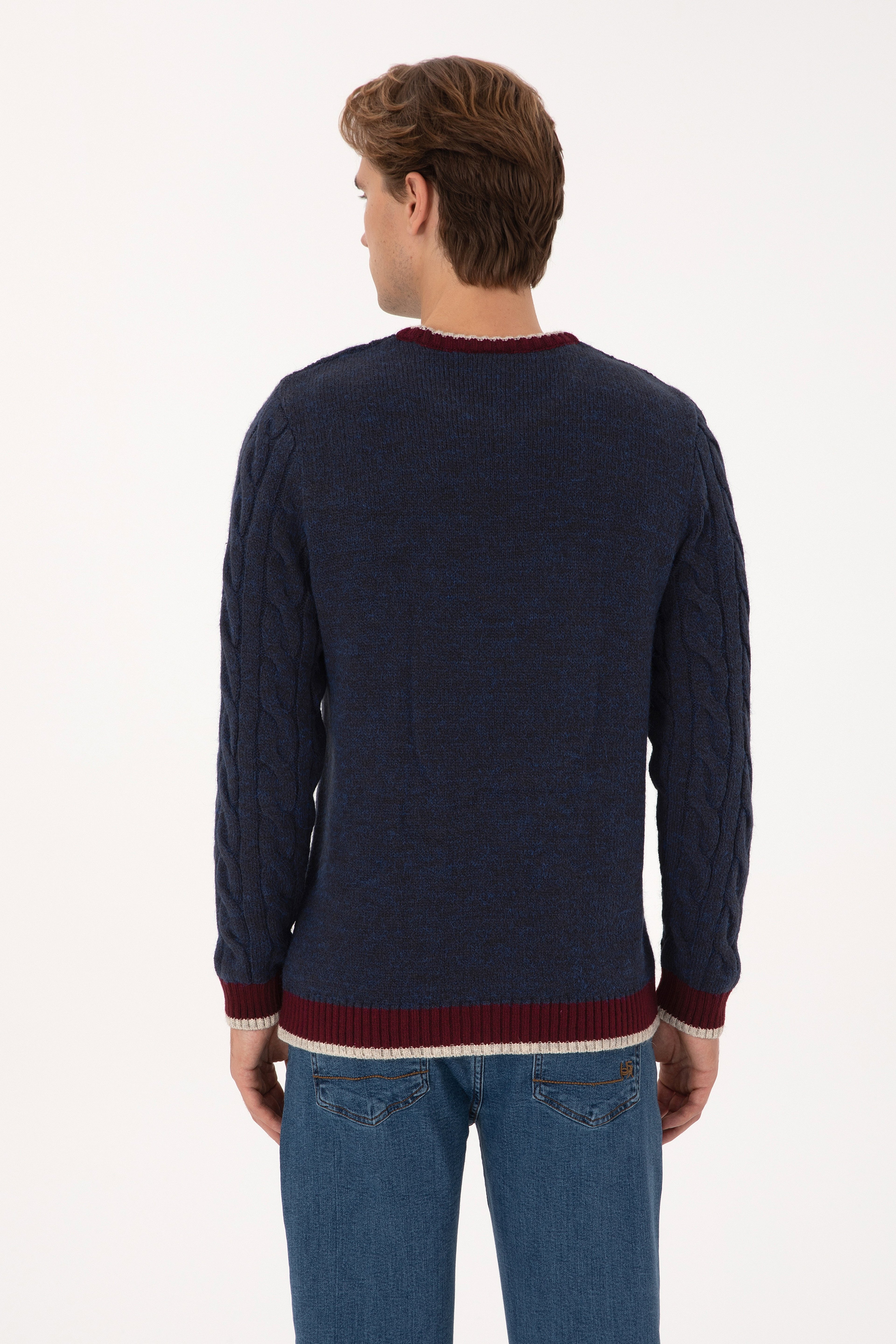 Erkek Lacivert Regular Fit Bisiklet Yaka Kazak