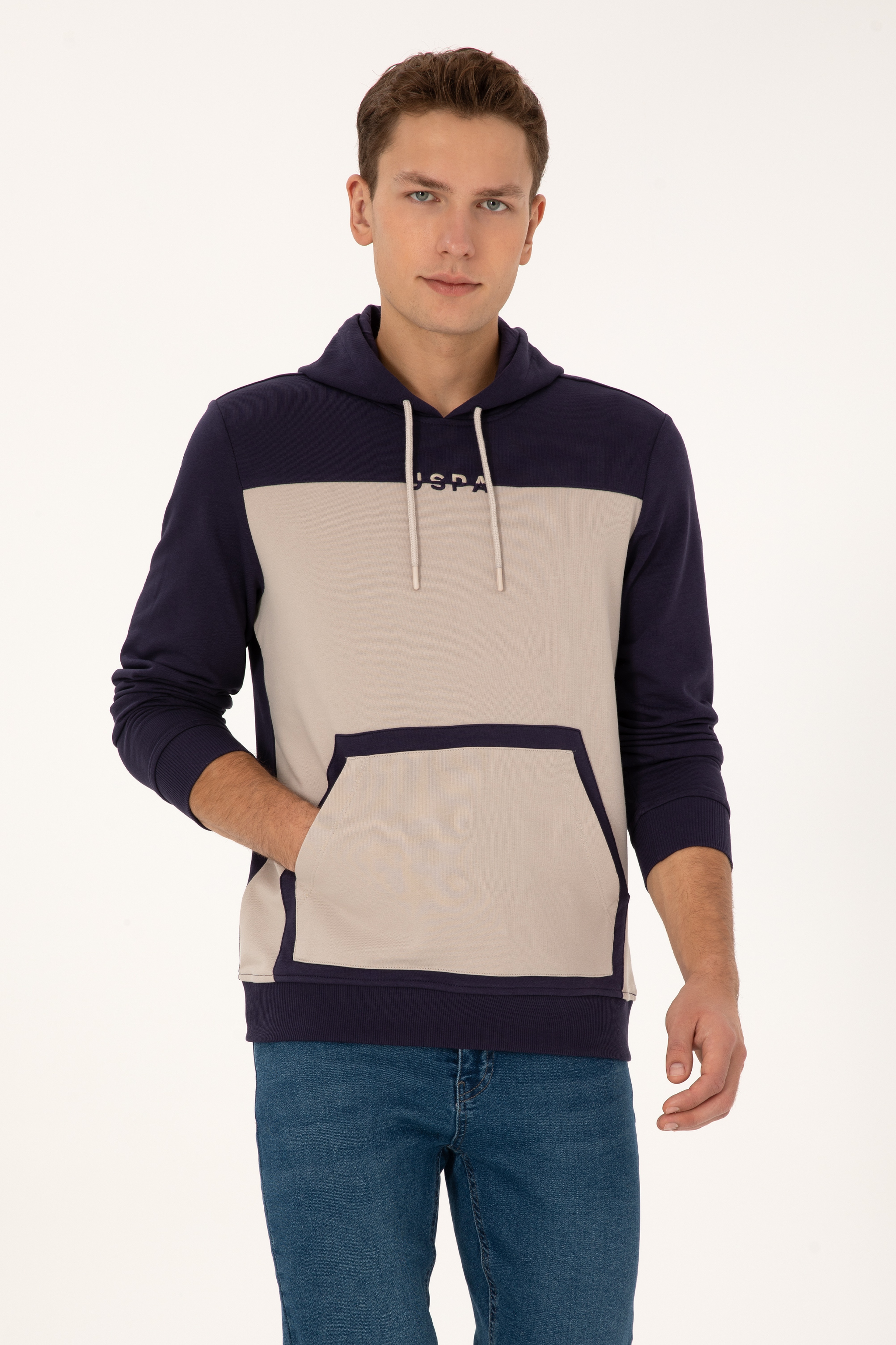 Erkek Regular Fit Kapüşonlu Mürdüm Sweatshirt