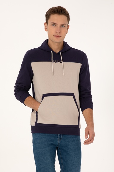 Erkek Regular Fit Kapüşonlu Mürdüm Sweatshirt