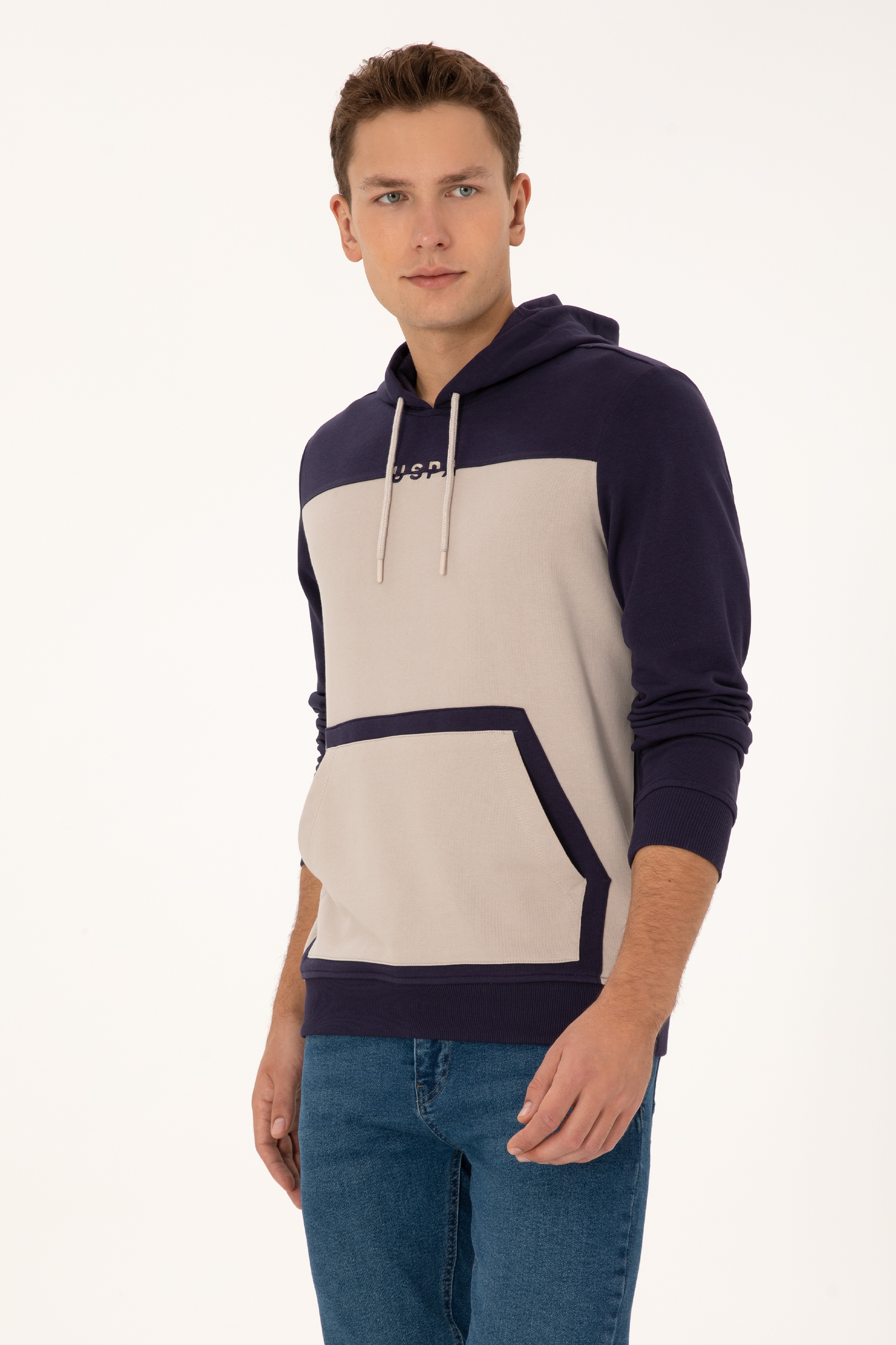 Erkek Regular Fit Kapüşonlu Mürdüm Sweatshirt - Image 3