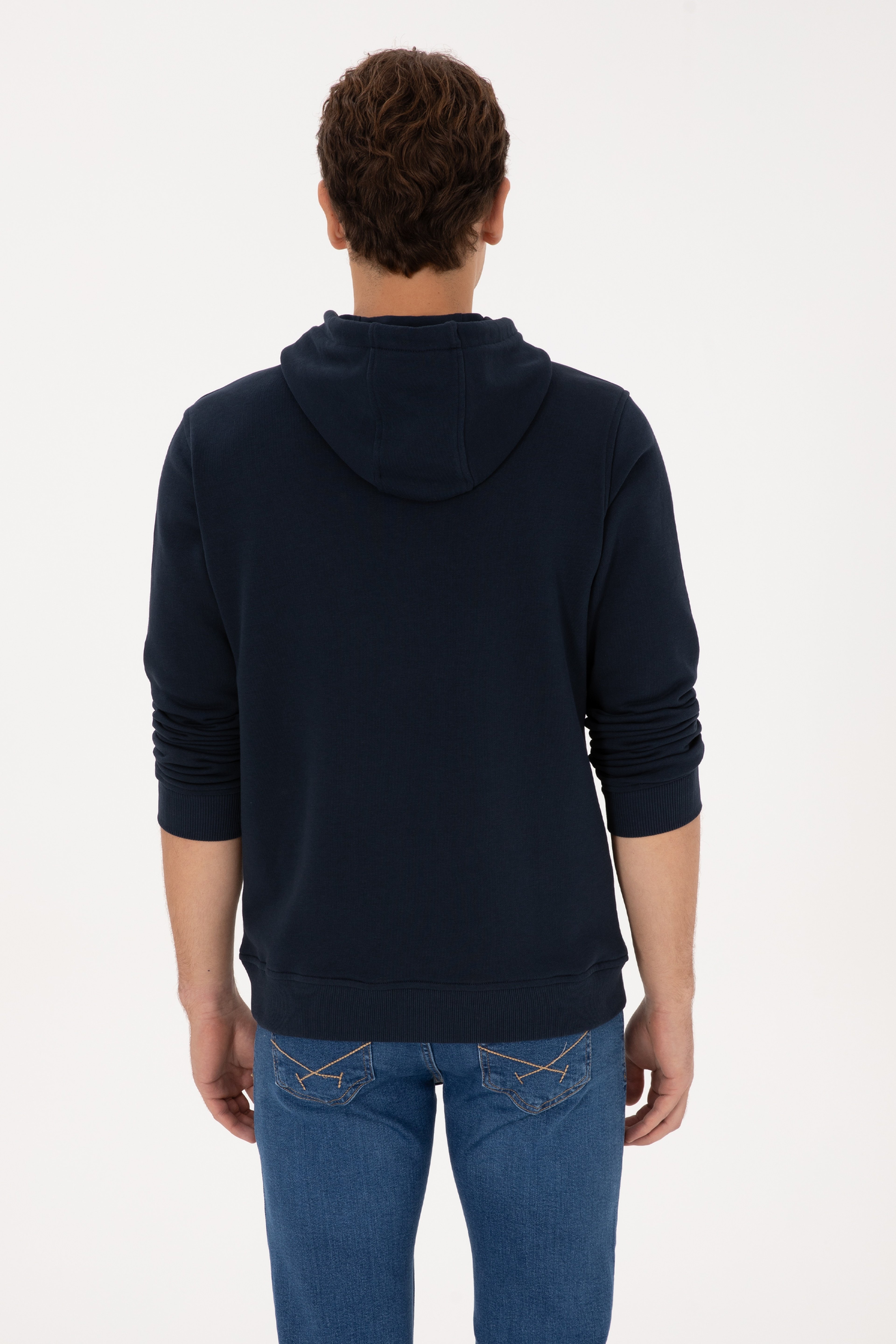 Erkek Regular Fit Kapüşonlu Lacivert Sweatshirt