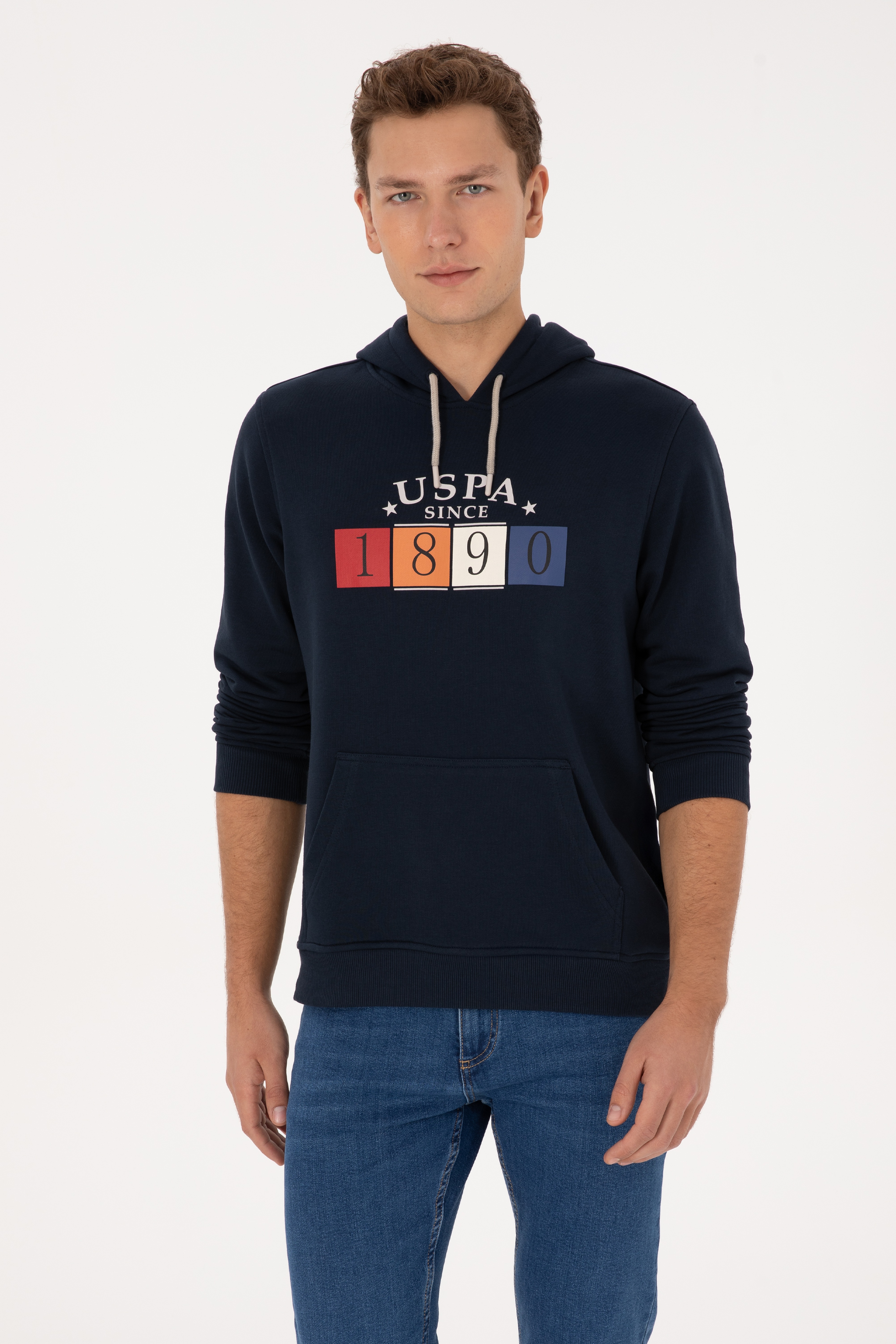 Erkek Regular Fit Kapüşonlu Lacivert Sweatshirt - Image 3