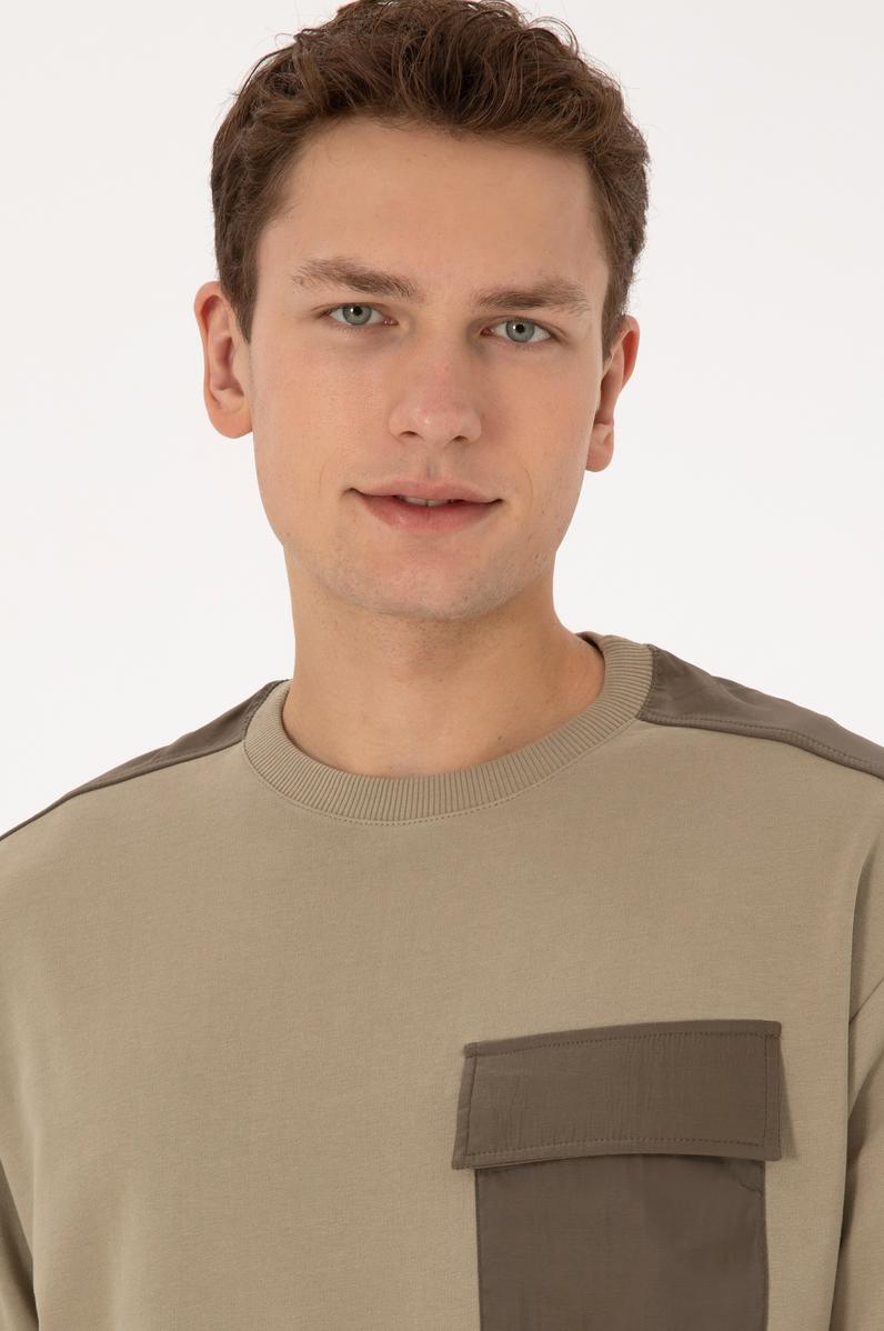 Erkek Açık Haki Sweatshirt