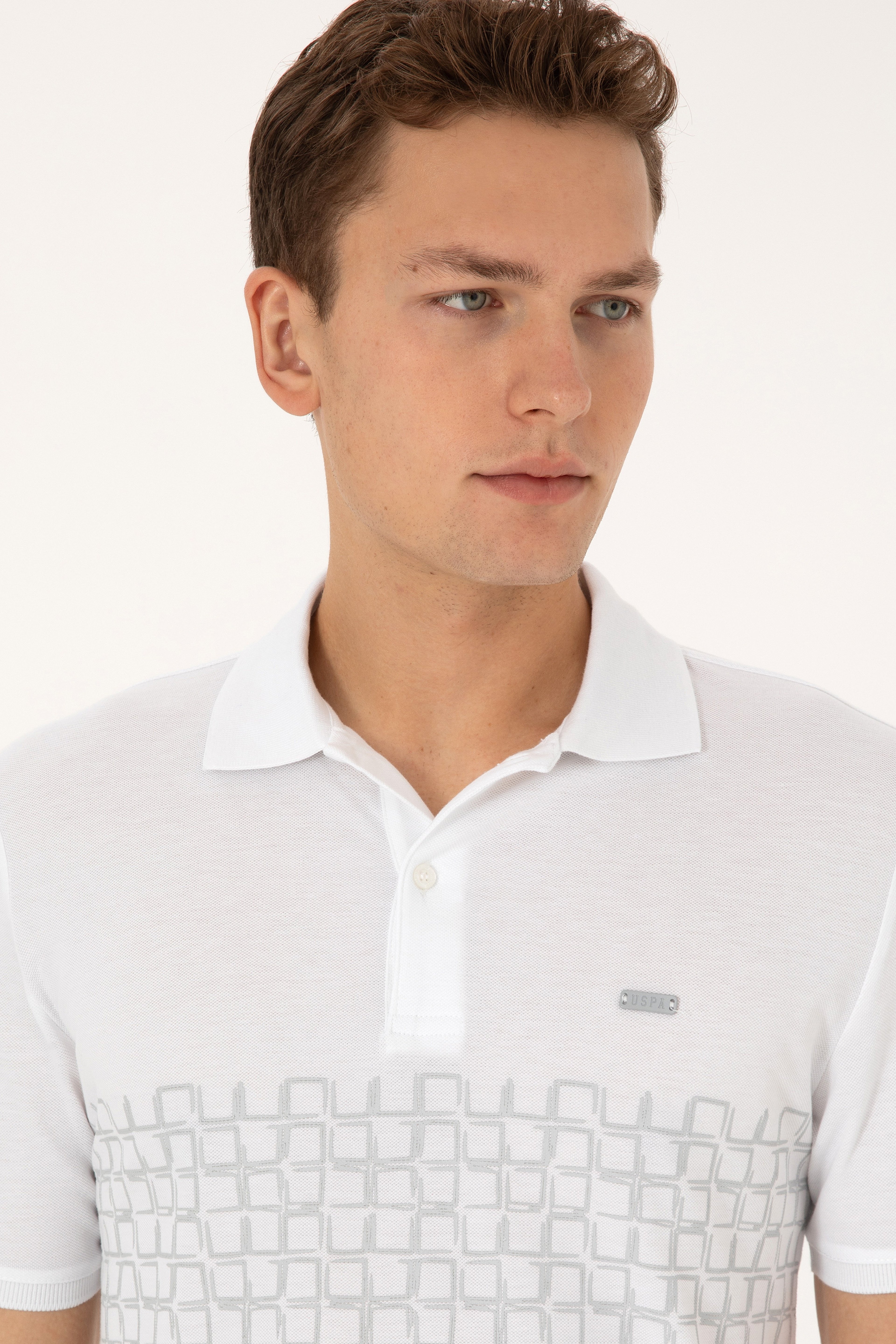 Erkek Regular Fit Polo Yaka Beyaz Tişört