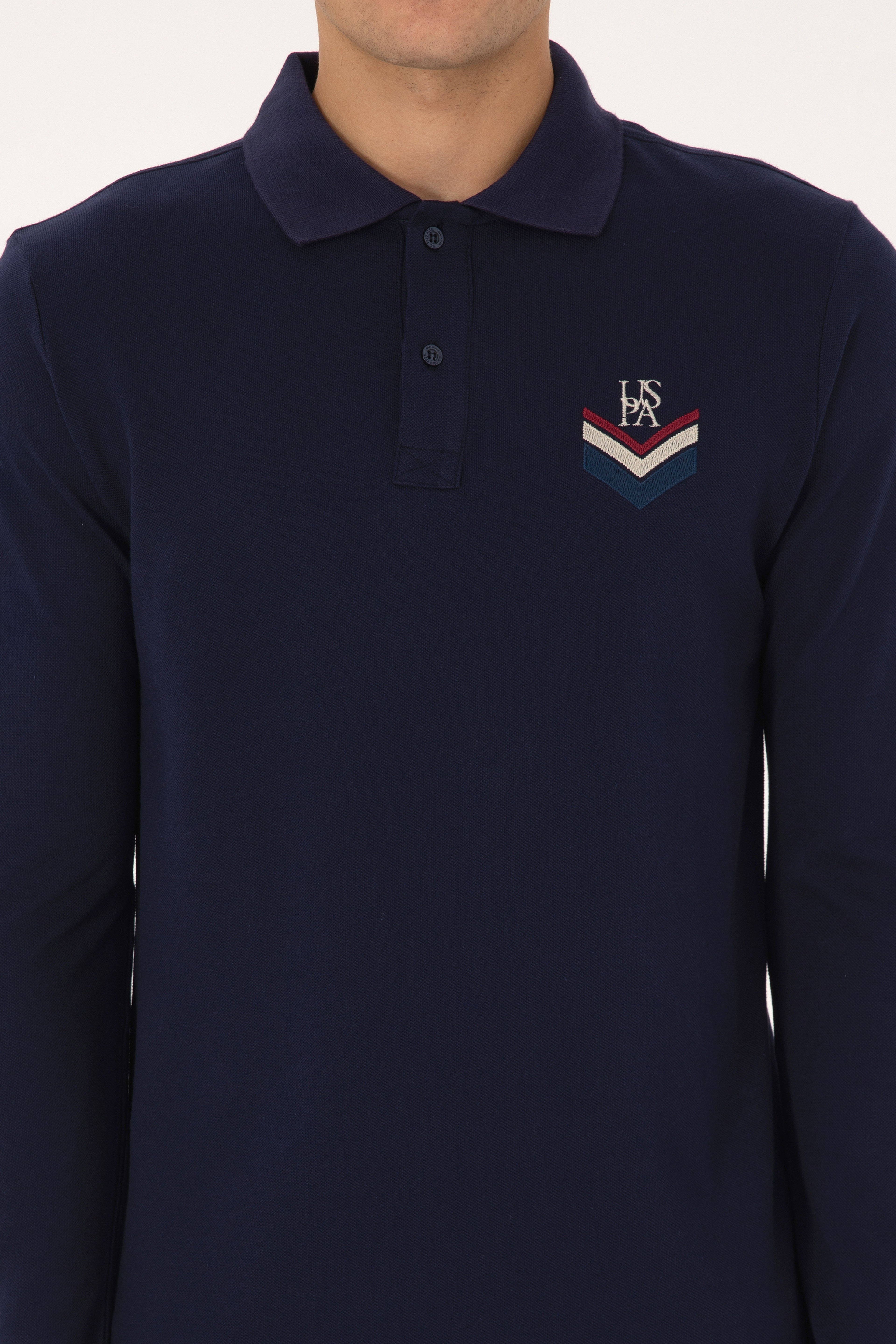 Erkek Regular Fit Polo Yaka Lacivert Sweatshirt