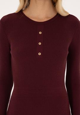 Kadın Bordo Triko Elbise - 50314806003