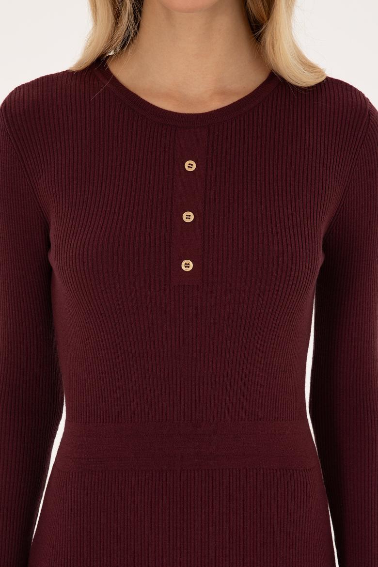 Kadın Bordo Triko Elbise - 50314806003