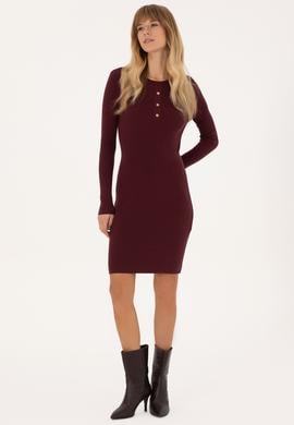 Kadın Bordo Triko Elbise - 50314806003