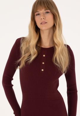 Kadın Bordo Triko Elbise - 50314806003