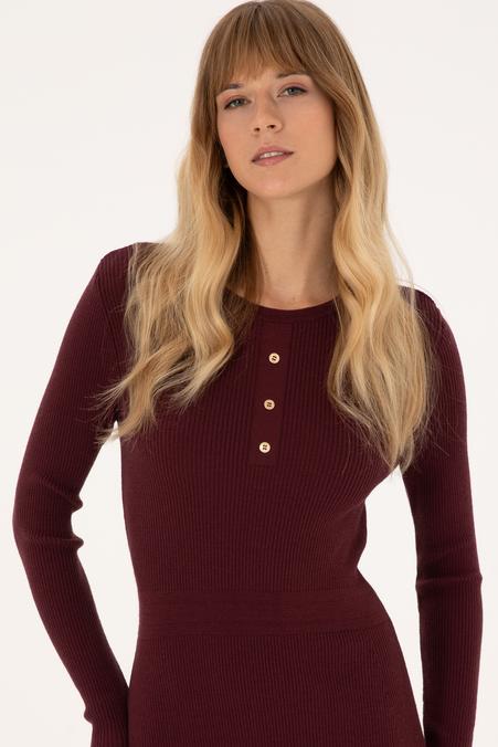 Kadın Bordo Triko Elbise