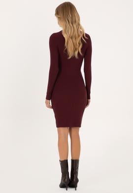 Kadın Bordo Triko Elbise - 50314806003