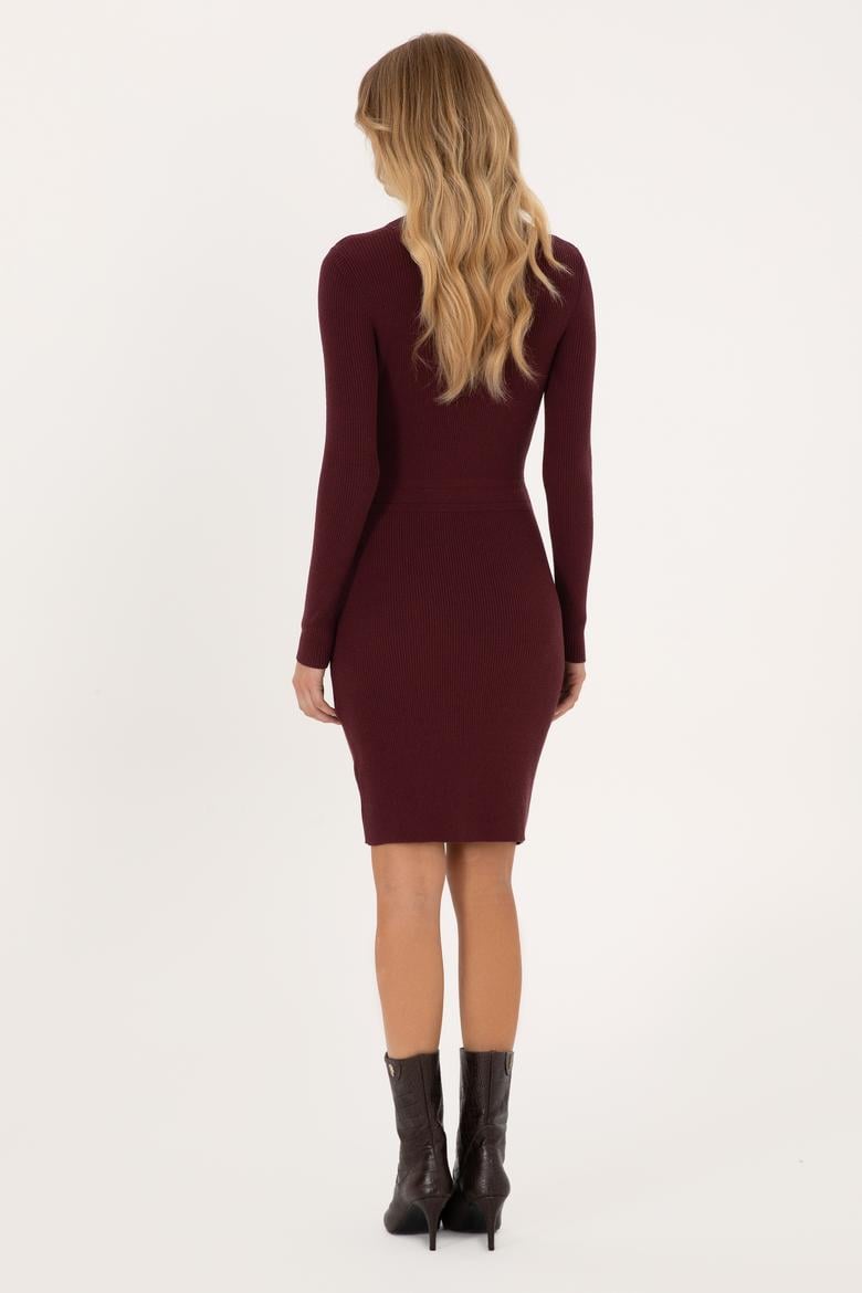Kadın Bordo Triko Elbise - 50314806003