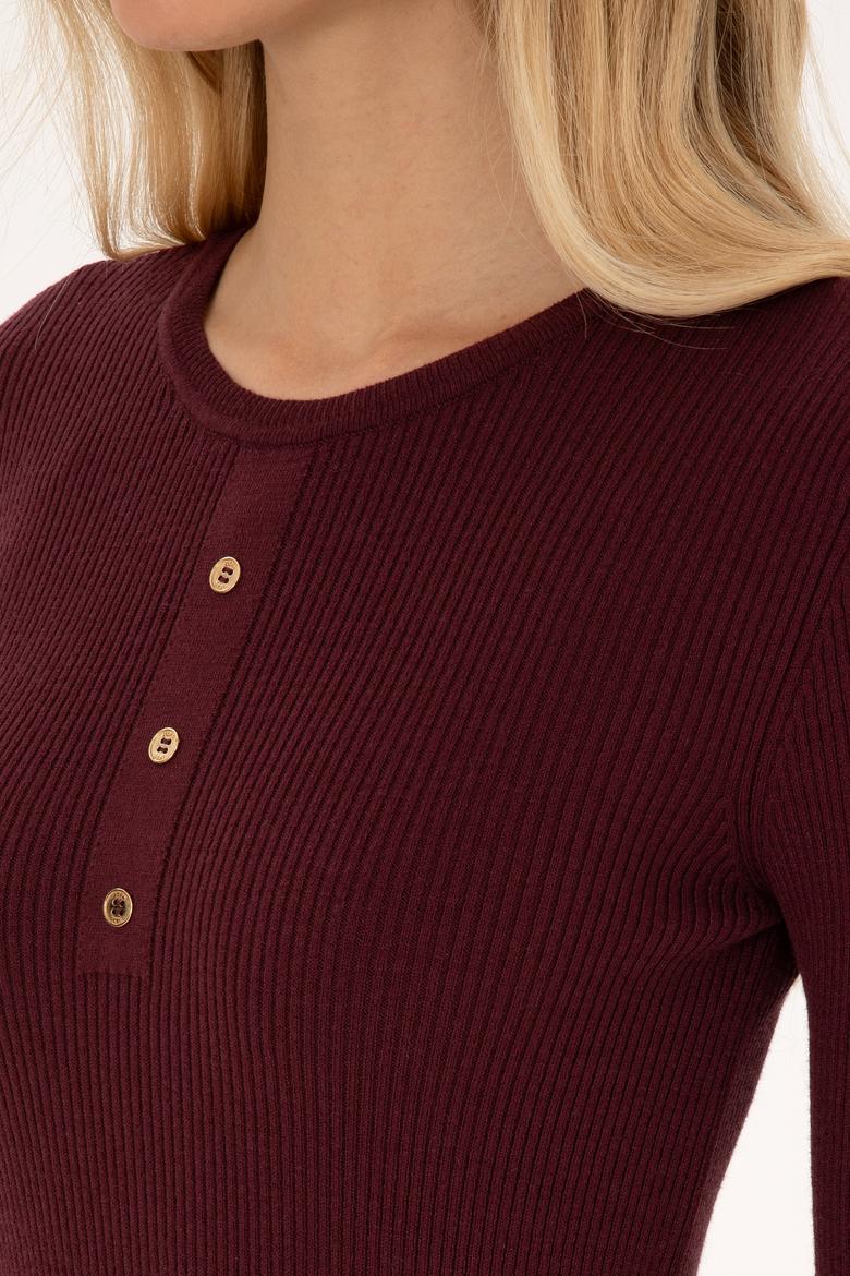 Kadın Bordo Triko Elbise - 50314806003
