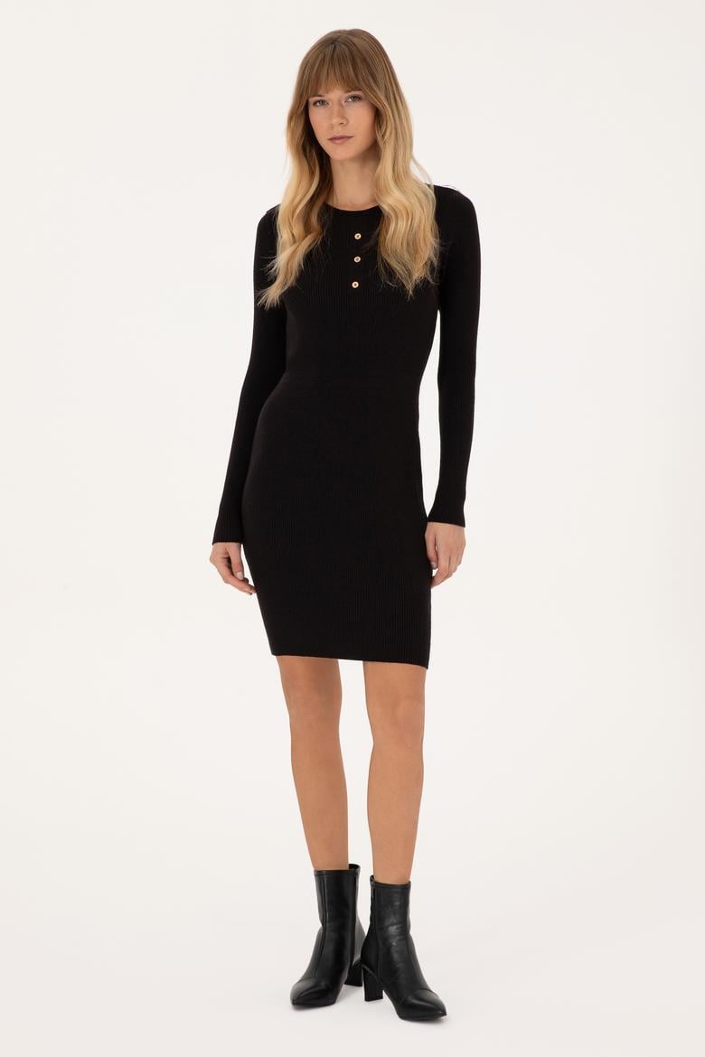 Kadın Siyah Triko Elbise - 50314806008
