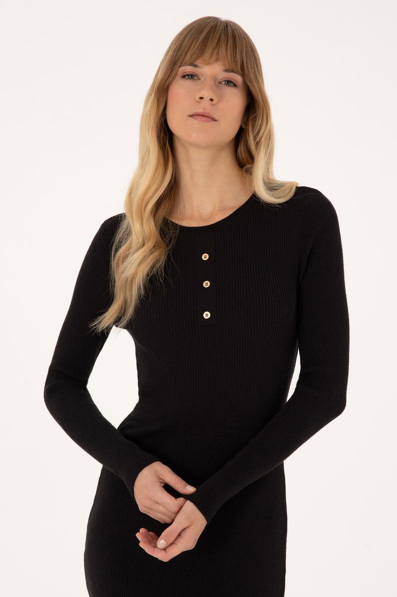 Kadın Siyah Triko Elbise