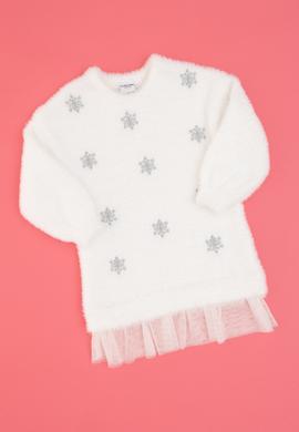 Kız Çocuk Krem Triko Elbise - 50316830020