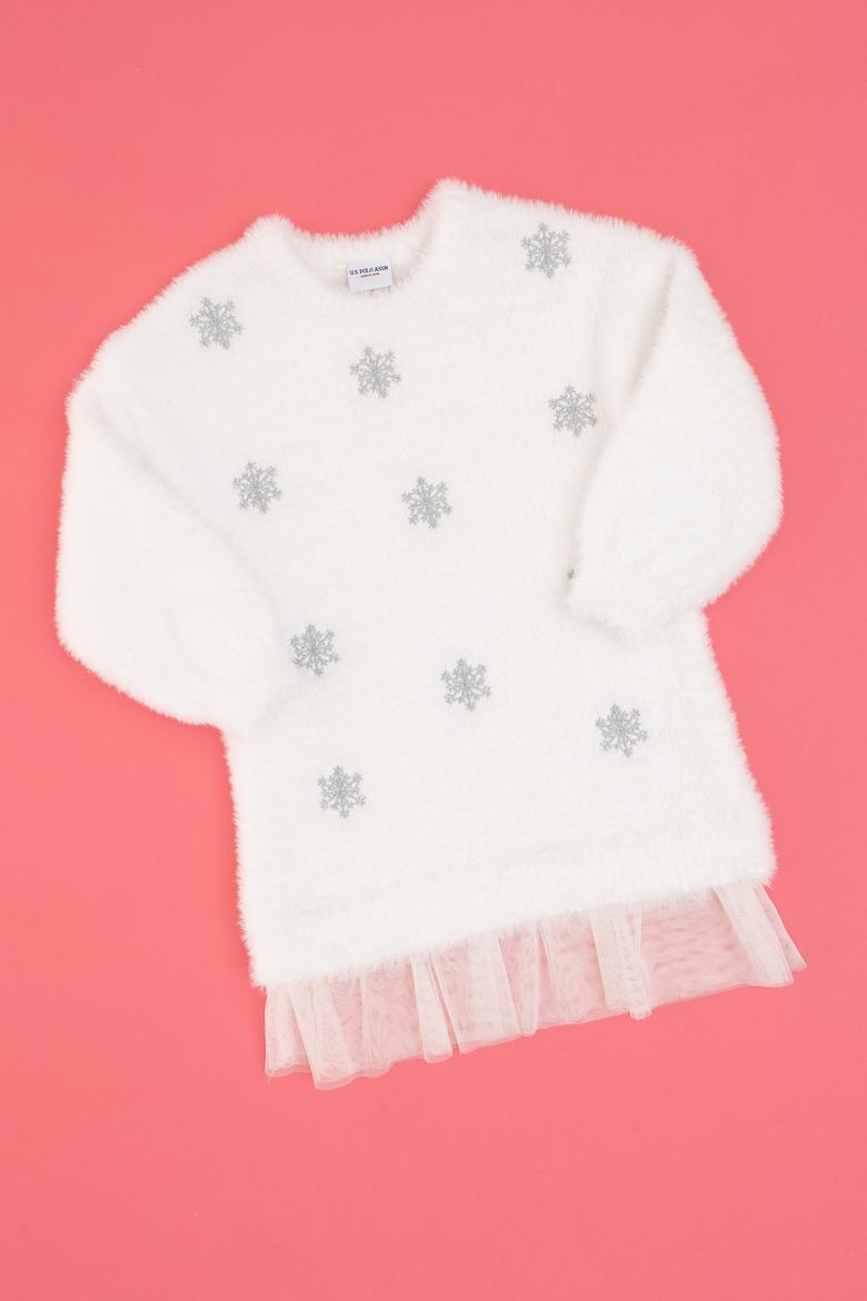 Kız Çocuk Krem Triko Elbise - 50316830020