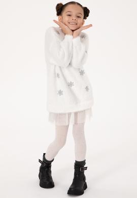 Kız Çocuk Krem Triko Elbise - 50316830020